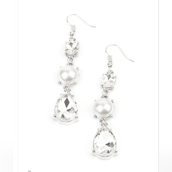 paparazzi Jewelry - Unpredictable SHIMMER White Earrings fishhook NWT SALE